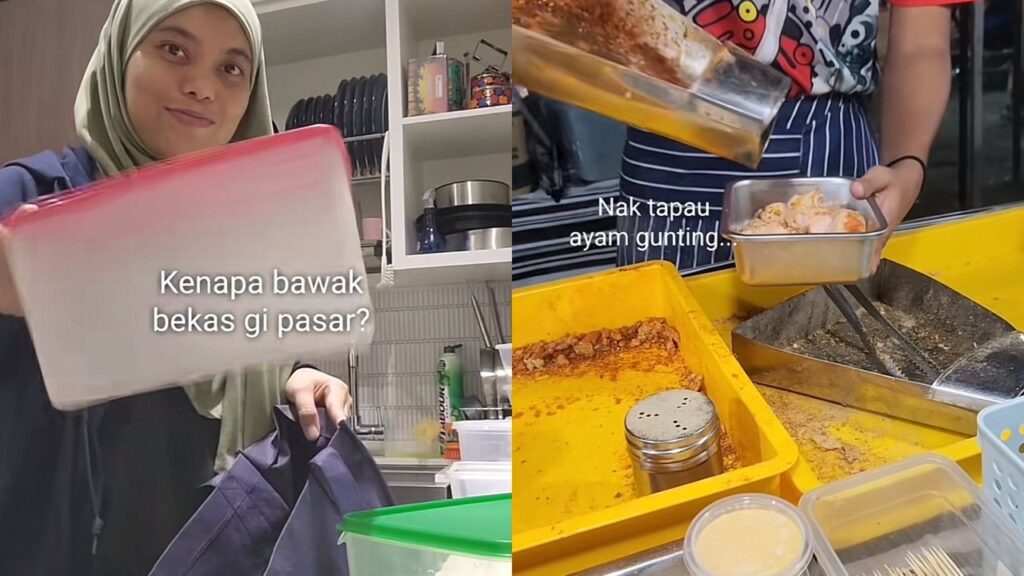 Tangkap layar memaparkan seorang wanita yang membawa bekas kedap udara setiap kali ke pasar malam. 1024x576 1